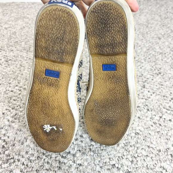Keds Champion crochet blue beige cotton jute lace up flat sneakers 8 - Picture 4 of 12